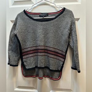 Rag and Bone Black/White/Pink Wool Statement Sweater